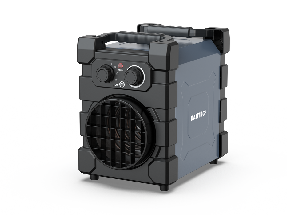 Dahtec ceramic thermofan 2000w - mini compact electric stove - roll-over protection & thermostat - for house, bath or workshop