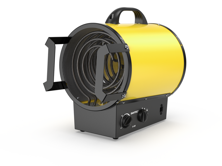 DAHTEC Portable Industrial electric radiator 9000W blowout heater with handle - Thermostat & overheat Protection - ideal home /Garage/ construction site