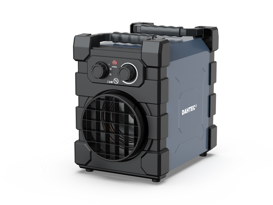 DAHTEC 2000W Commercial Electric Fan Heater - ECO & Heavy-Duty -Thermostat & Overheat Protection - Ideal for Construction Site, Garage, Greenhouse