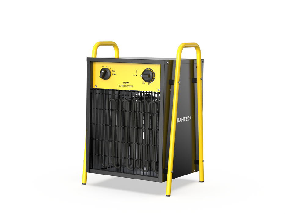 DAHTEC industrial thermofan 9 kw - electric radiator - low consumption - thermostat and protection against overheating - for house, greenhouse or construction site