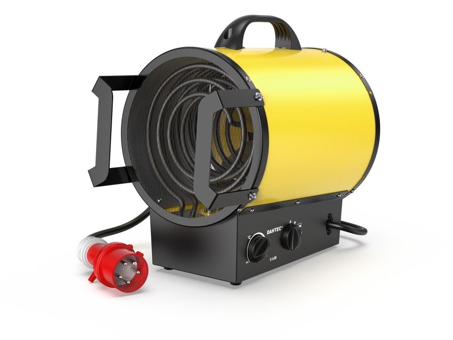 DAHTEC Portable Industrial electric radiator 9000W blowout heater with handle - Thermostat & overheat Protection - ideal home /Garage/ construction site