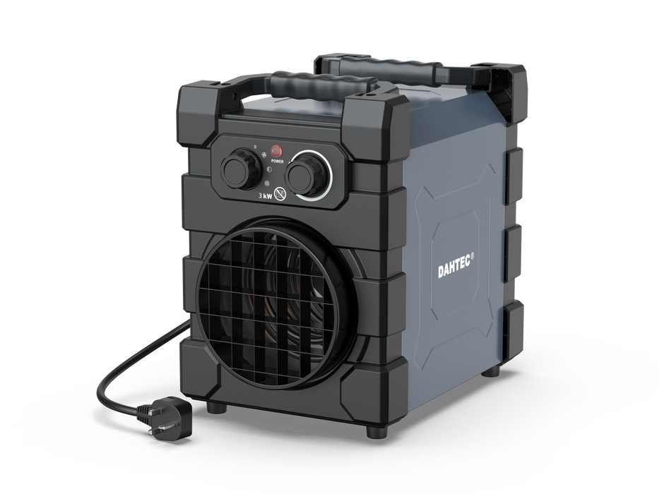 Dahtec ceramic thermofan 2000w - mini compact electric stove - roll-over protection & thermostat - for house, bath or workshop