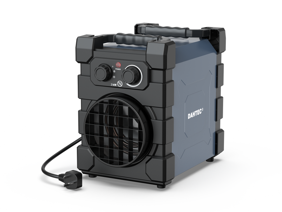 DAHTEC 2000W Commercial Electric Fan Heater - ECO & Heavy-Duty -Thermostat & Overheat Protection - Ideal for Construction Site, Garage, Greenhouse