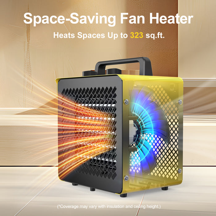 DAHTEC ceramic heating fan 3000W small heating radiator building heater with thermostat and 3 heating levels building dryer bathroom, table and indoor heating fan
