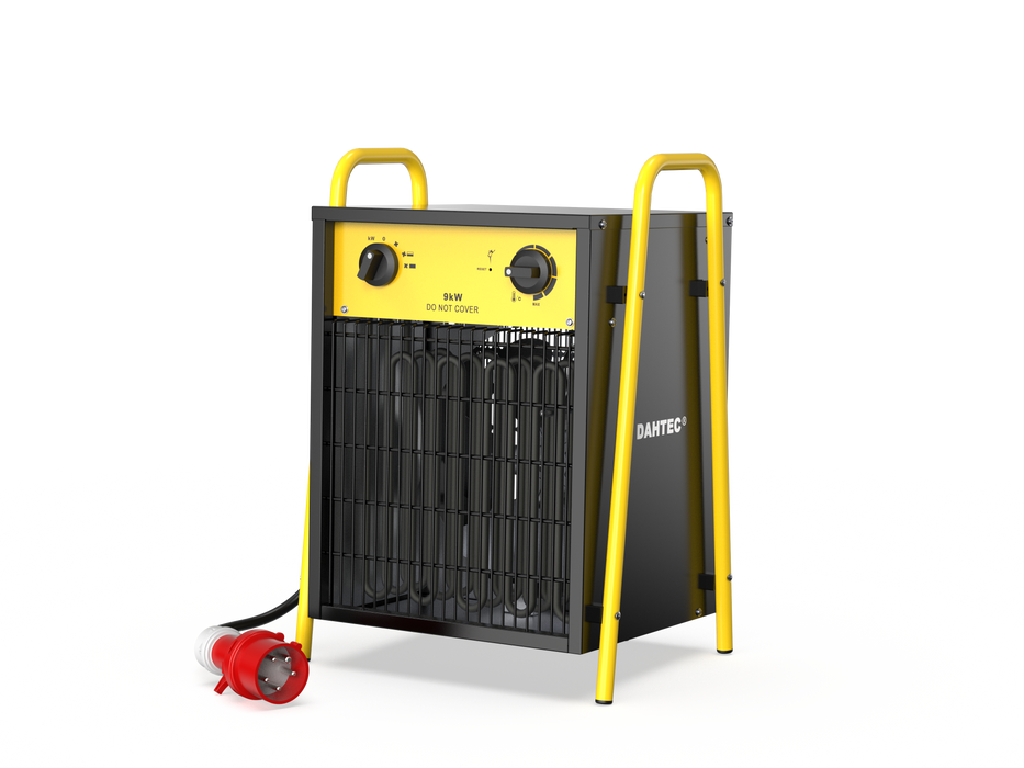 DAHTEC industrial thermofan 9 kw - electric radiator - low consumption - thermostat and protection against overheating - for house, greenhouse or construction site