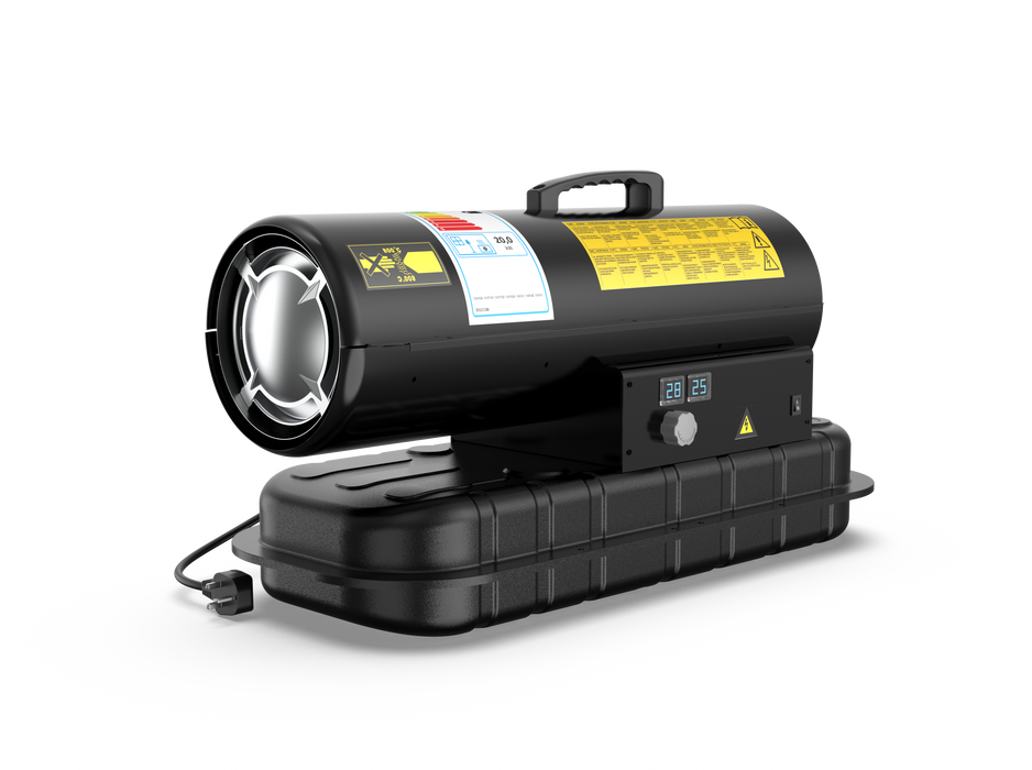 DAHTEC Diesel heating 20 kW - industrial radiator - large tank - 550 m³/h - adjustable Thermostat & oil level indicator - for workshops, construction sites, agriculture