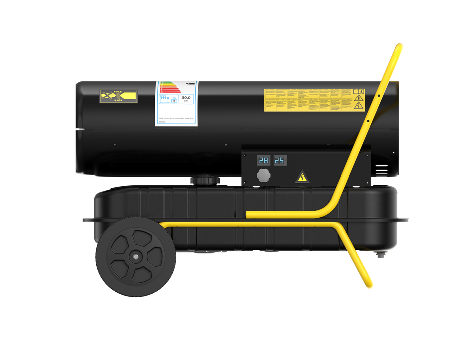 DAHTEC Diesel heating 30 kW - industrial radiator - large tank - 750 m³/h - adjustable Thermostat & oil level indicator - for workshops, construction sites, agriculture