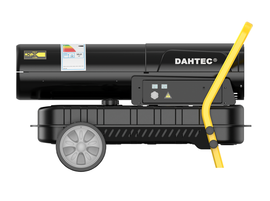 Dahtec high heat efficiency diesel heater 50 kw - industrial thermofan - heating surface: 500-720 m units - for workshops, construction sites, agricultural applications