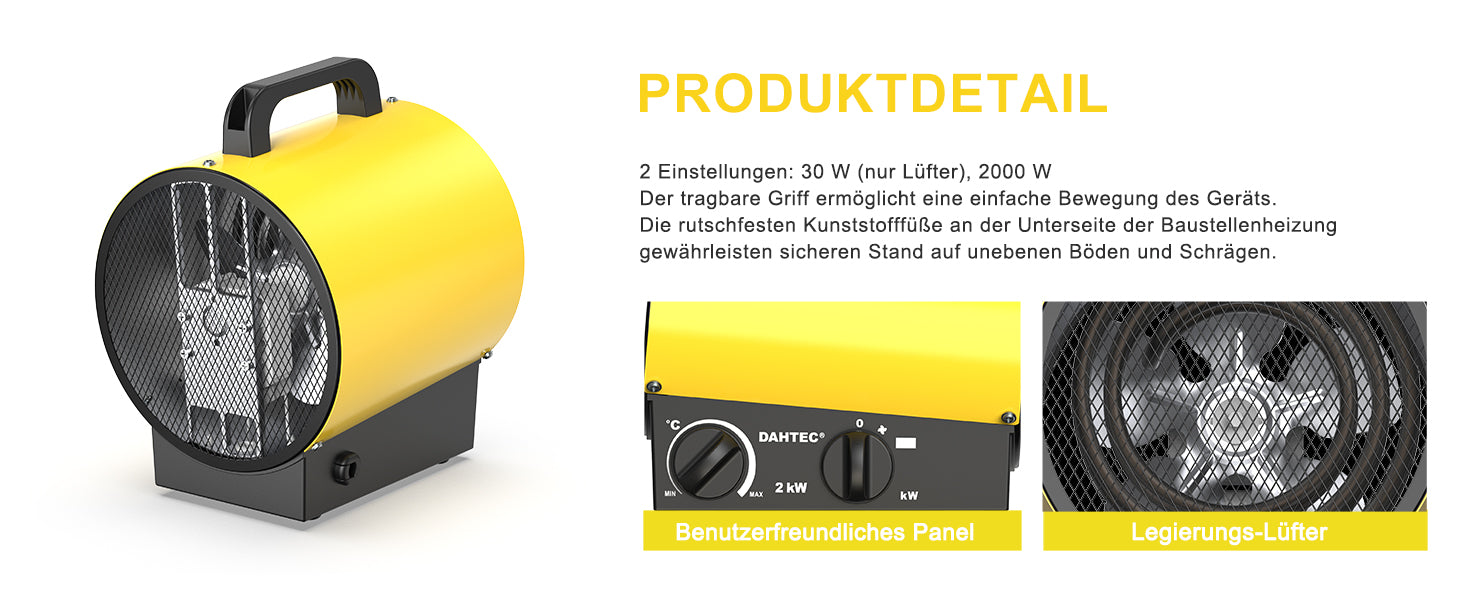 DAHTEC BGP1308 Elektroheizlüfter – 2 bis 9 kW