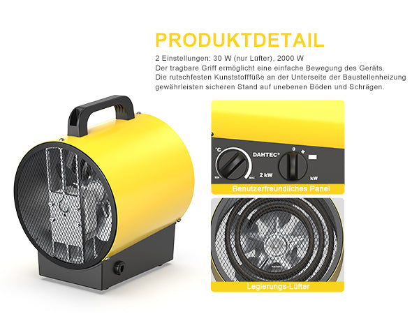 DAHTEC BGP1308 Elektroheizlüfter – 2 bis 9 kW
