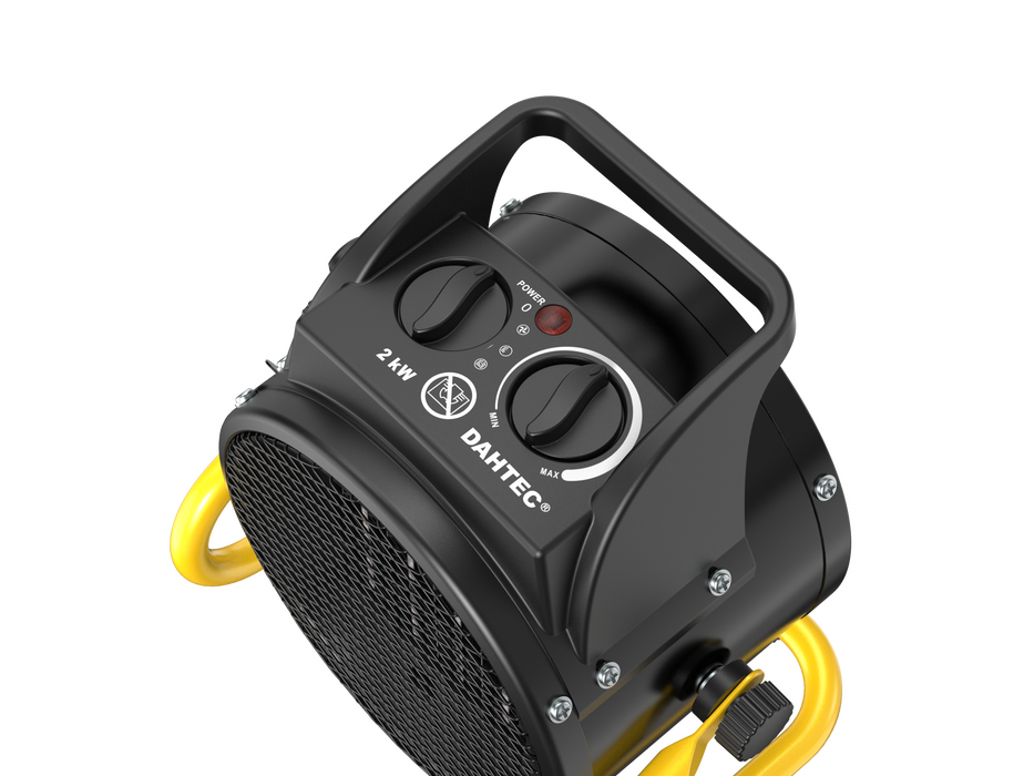 DAHTEC 2000W ceramic heater, electric heater, building heater with thermostat, 3-level building heater, suitable for construction sites, household use, workshops, garages