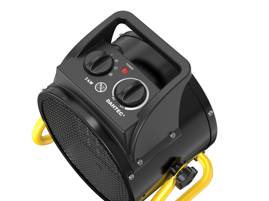 DAHTEC 3000W ceramic heater, electric heater, building heater with thermostat, 3-level building heater, suitable for construction sites, household use, workshops, garages