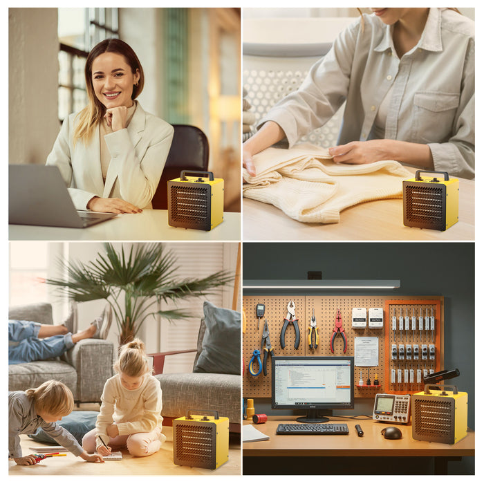 DAHTEC ceramic heating fan 3000W small heating radiator building heater with thermostat and 3 heating levels building dryer bathroom, table and indoor heating fan