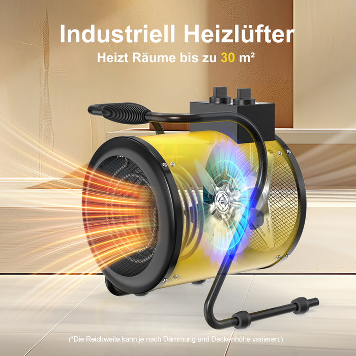 DAHTEC BG-C3 3000W Elektroheizlüfter – Industrie-Heizgerät mit Thermostat & 3 Stufen