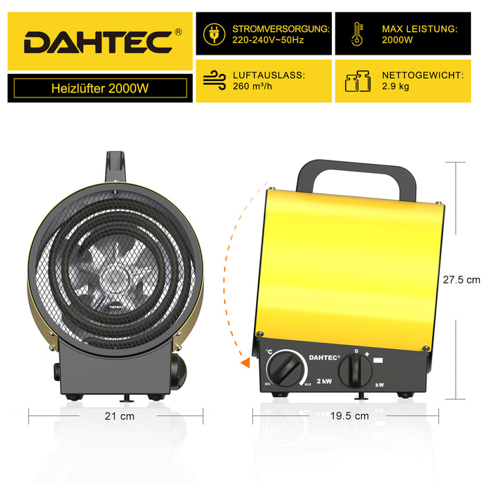 DAHTEC BGP1308 Elektroheizlüfter – 2 bis 9 kW