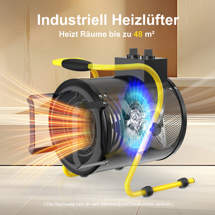 DAHTEC BG-C5 5000W Elektroheizlüfter – Industrie-Heizgerät mit Thermostat & 3 Stufen