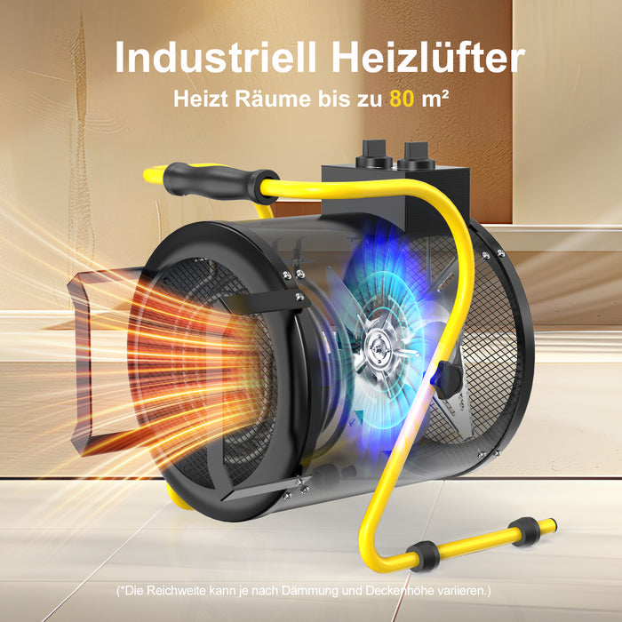 DAHTEC BG-C9 9kW Elektroheizlüfter – Industrie-Heizgerät mit Thermostat & 3 Stufen