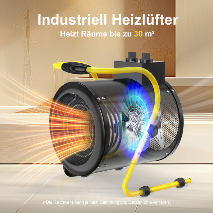 DAHTEC BG-C3 3000W Elektroheizlüfter – Industrie-Heizgerät mit Thermostat & 3 Stufen