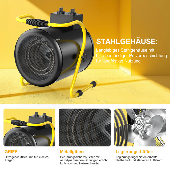 DAHTEC BG-C3 3000W Elektroheizlüfter – Industrie-Heizgerät mit Thermostat & 3 Stufen