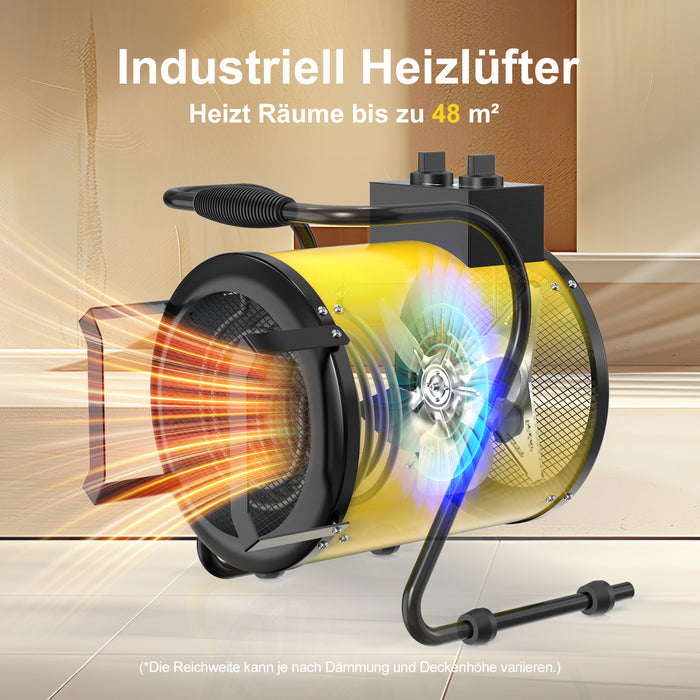 DAHTEC BG-C5 5000W Elektroheizlüfter – Industrie-Heizgerät mit Thermostat & 3 Stufen