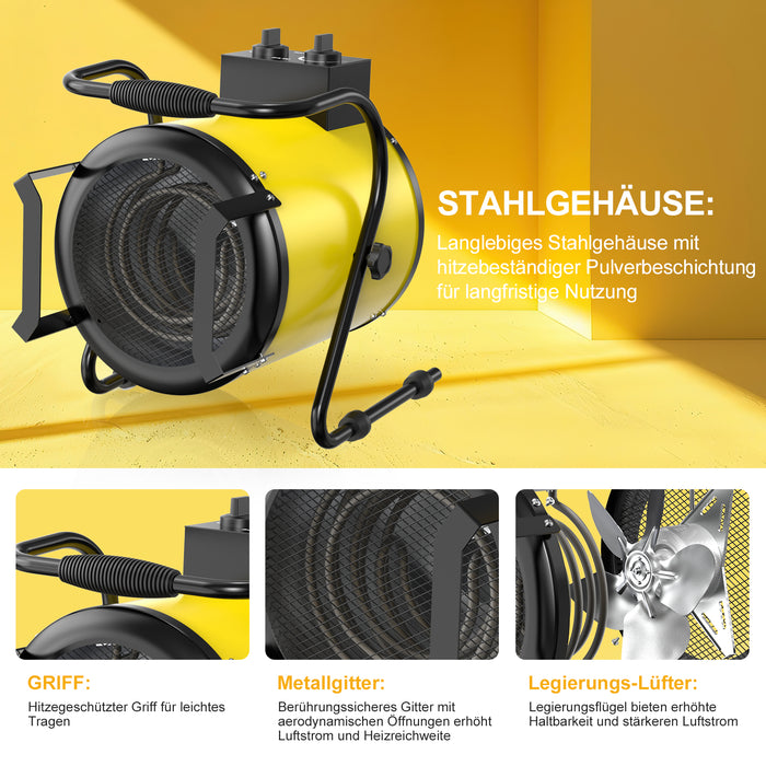 DAHTEC BG-C5 5000W Elektroheizlüfter – Industrie-Heizgerät mit Thermostat & 3 Stufen