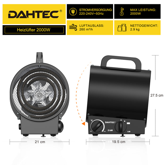 DAHTEC BGP1308 Elektroheizlüfter – 2 bis 9 kW
